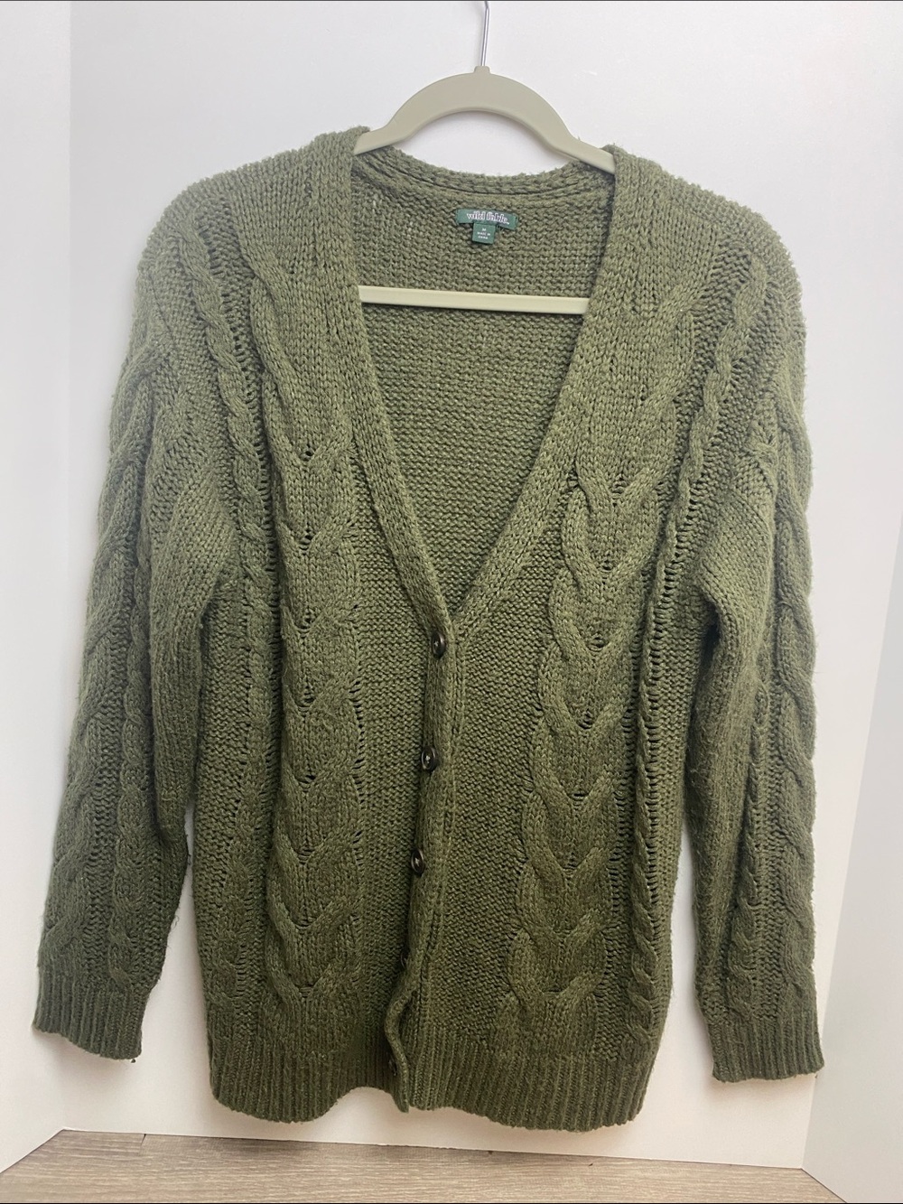 wild fable Olive Green Cable Knit Cardigan